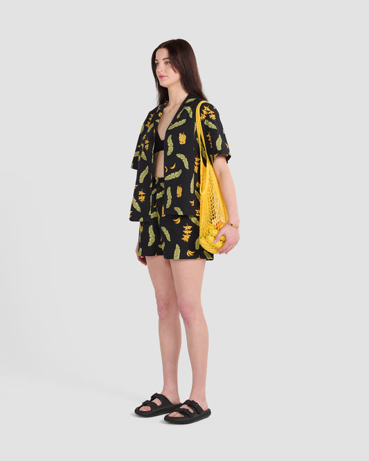 Women's Banana Havana Print Oversized Camp Shirt