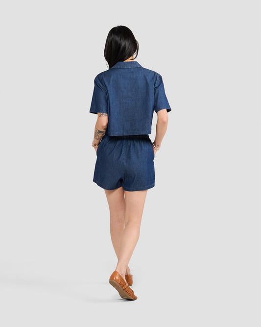 Women's Cotton Chambray Paperbag Shorts
