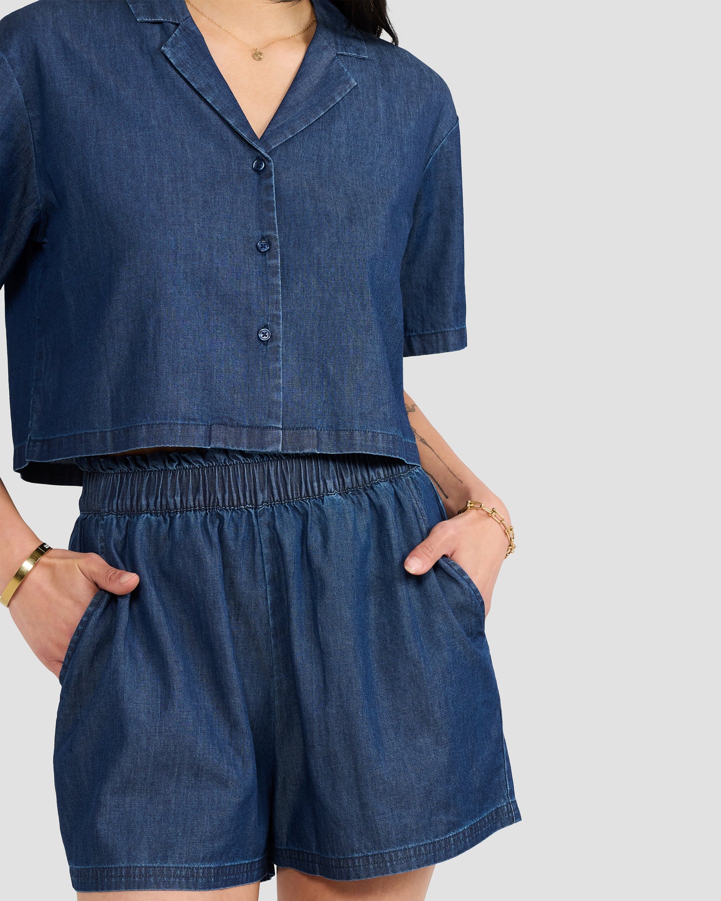 Women's Cotton Chambray Paperbag Shorts
