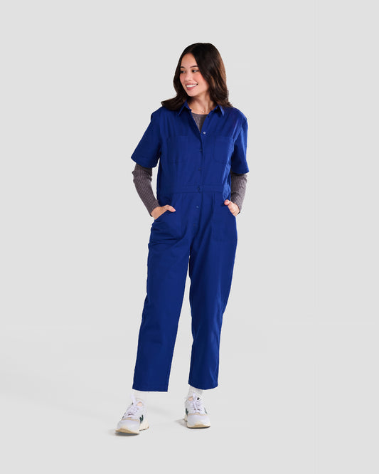 Women's Deep Blue Twill Jumpsuit