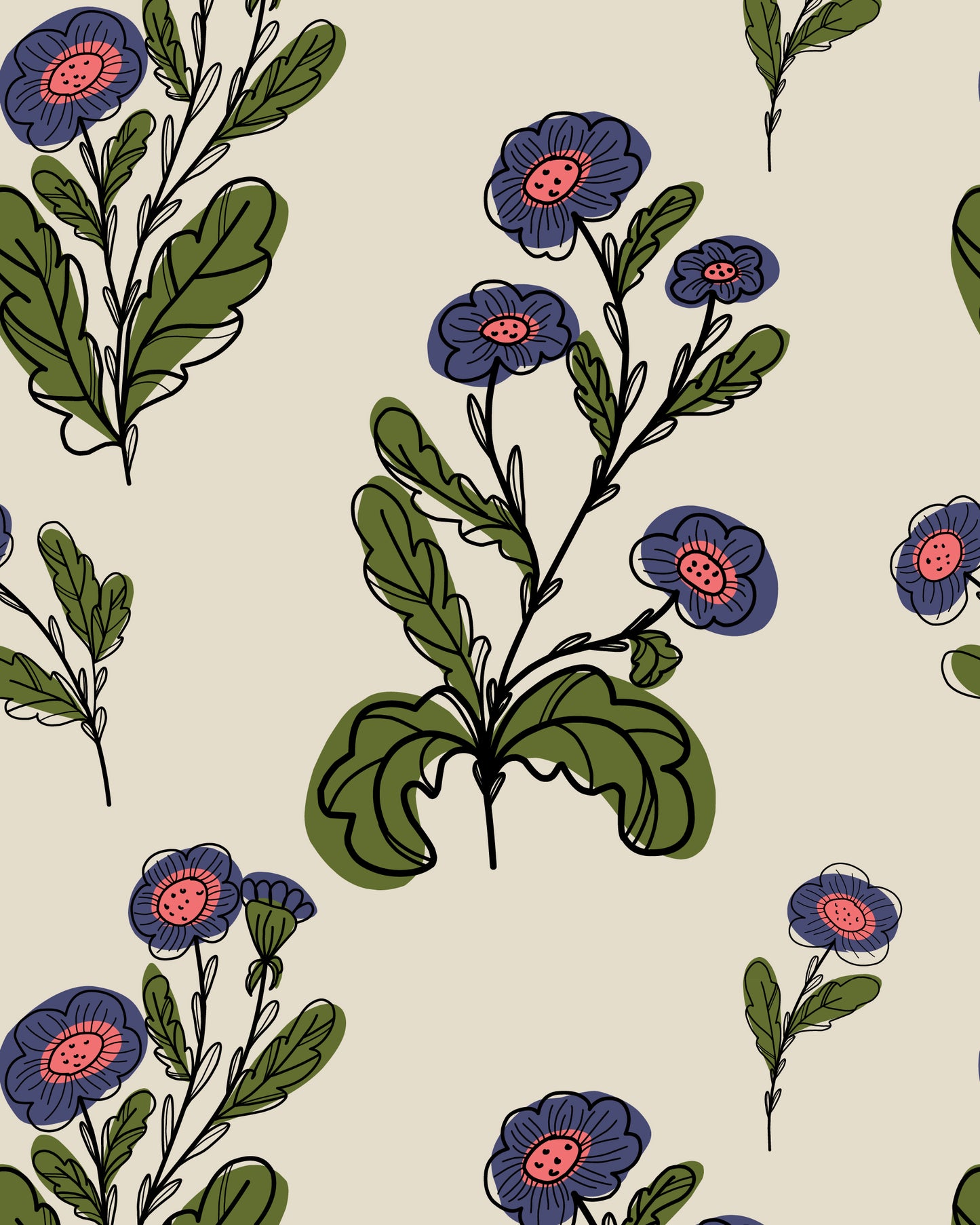 Women's Floral Stamp Print Camp Shirt