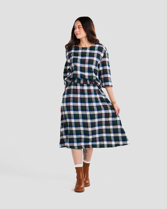 Women's Atlin Flannel Plaid 3/4 Sleeve Pull Over Blouse