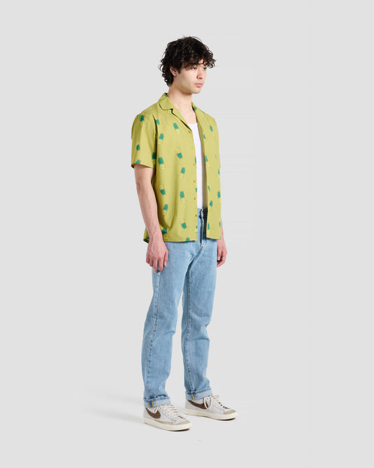 Golden Pineapples Print Camp Shirt