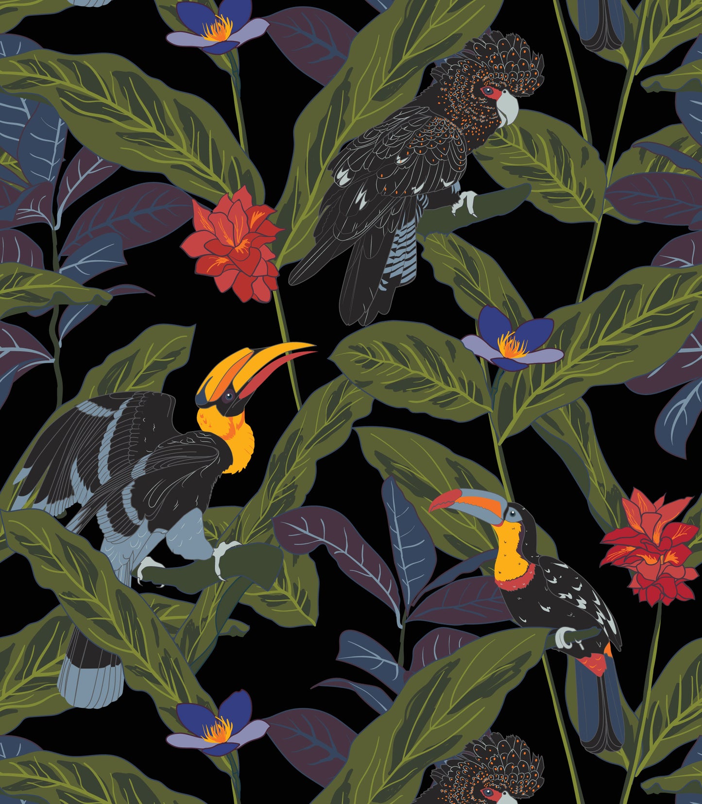 Tropical Birds Print Shorts