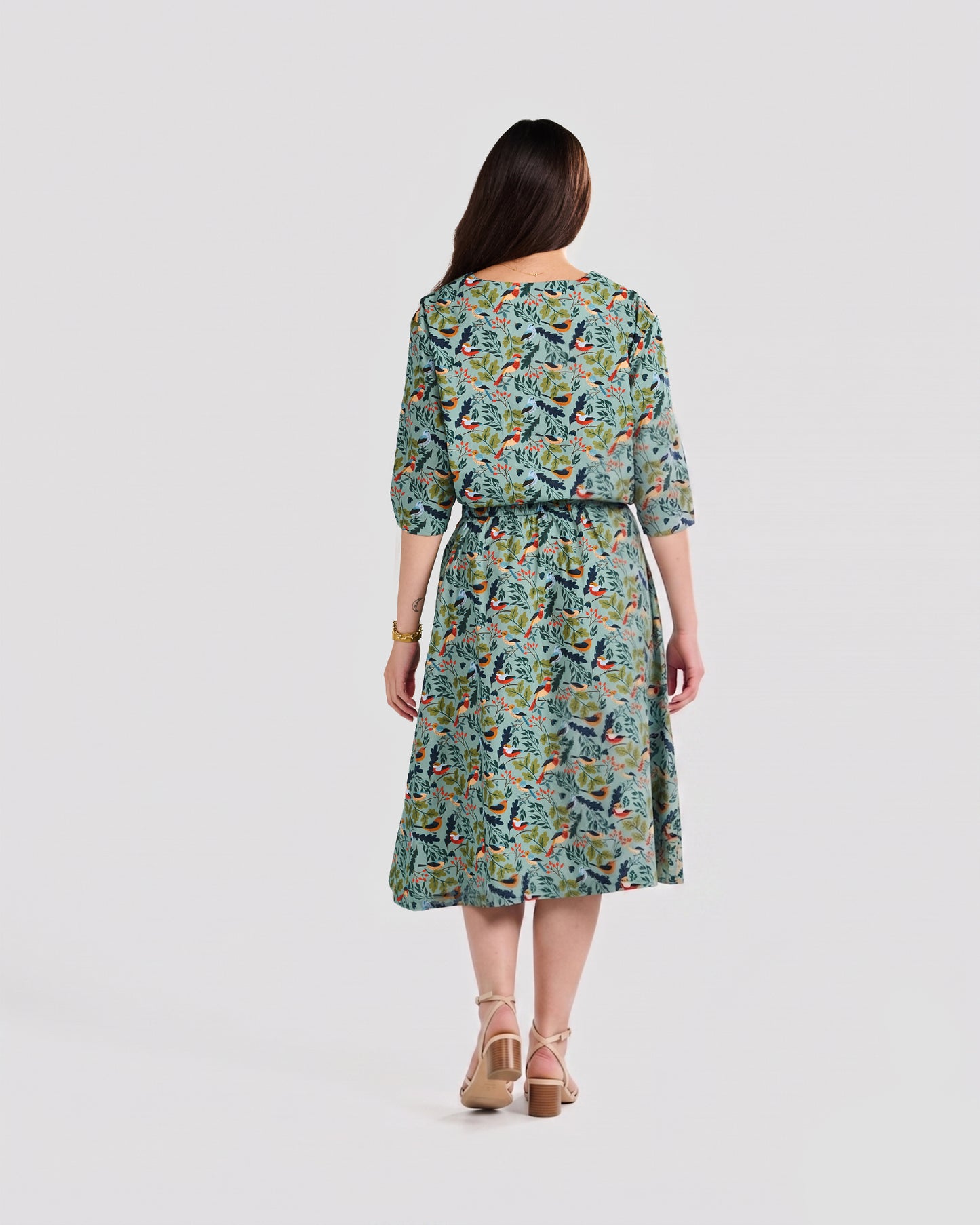 Women's Bird Watching Print 3/4-sleeve Pull-over Blouse