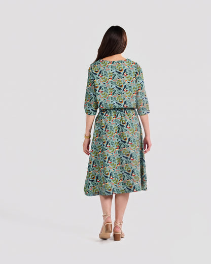 Women's Bird Watching Print 3/4-sleeve Pull-over Blouse