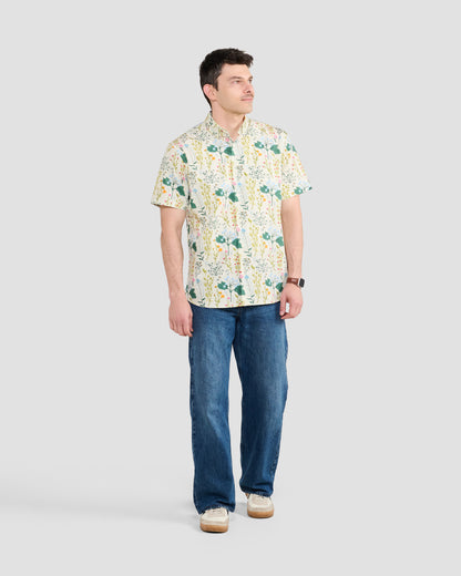 Beige Botany Print Shirt