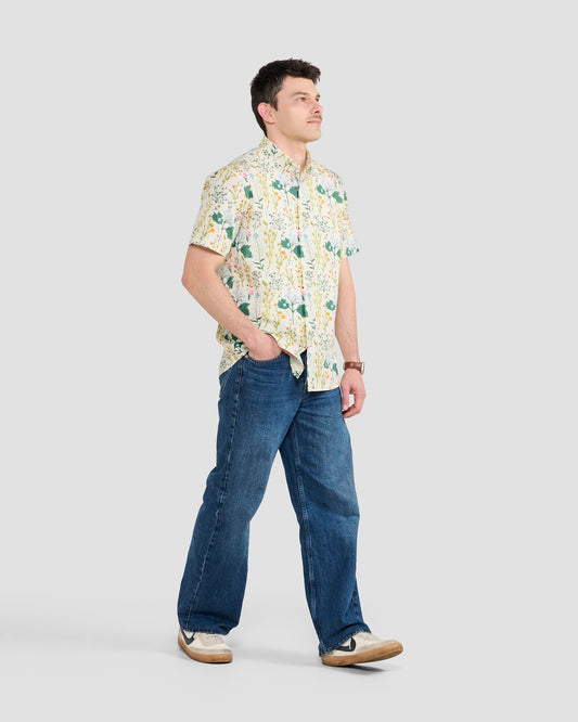 Beige Botany Print Shirt