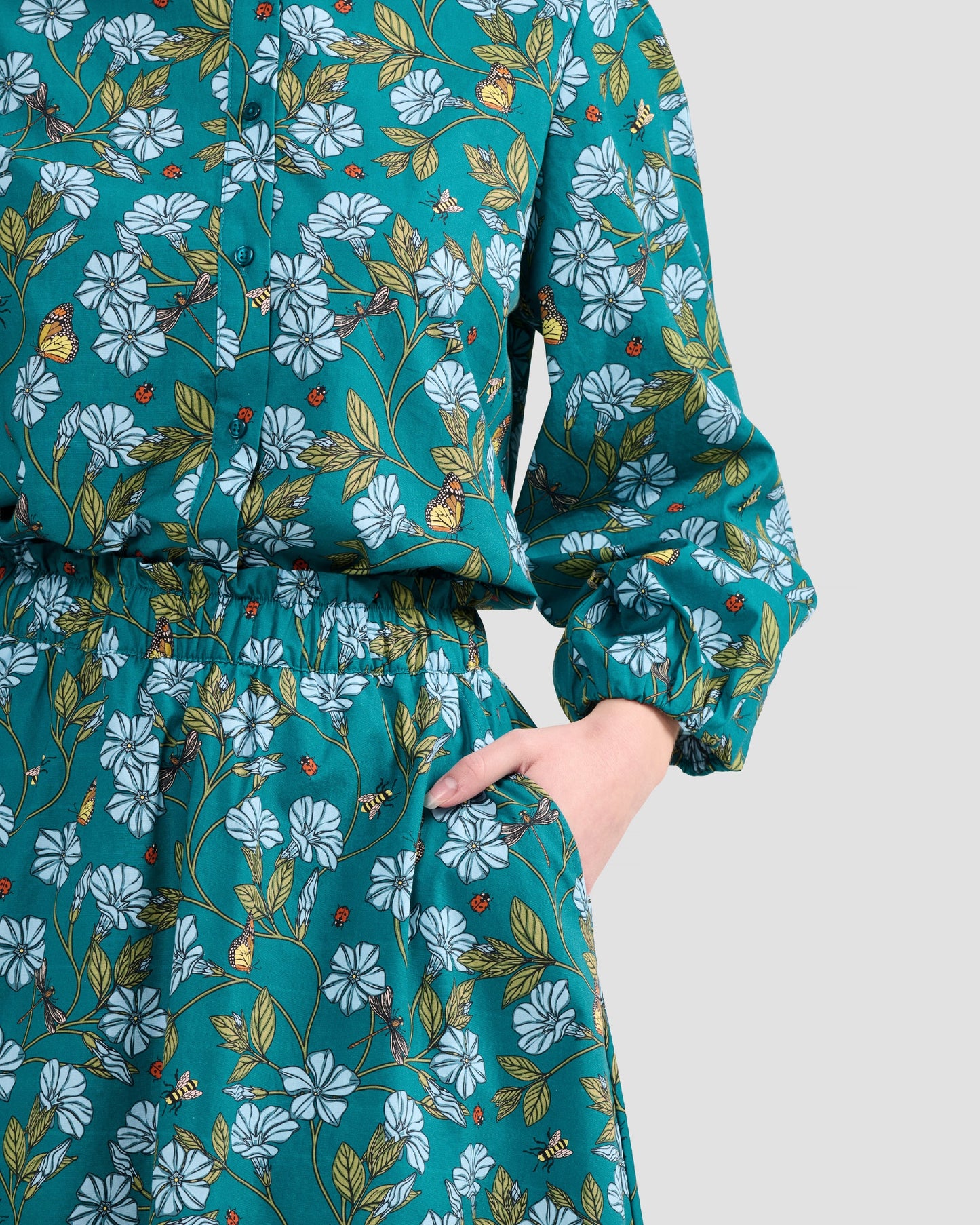 Women's Floral In Flight Print Midi Pocket Skirt