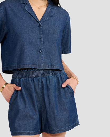 Women's Cotton Chambray Paperbag Shorts