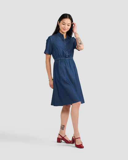 Cotton Chambray Pocket Shirt Dress