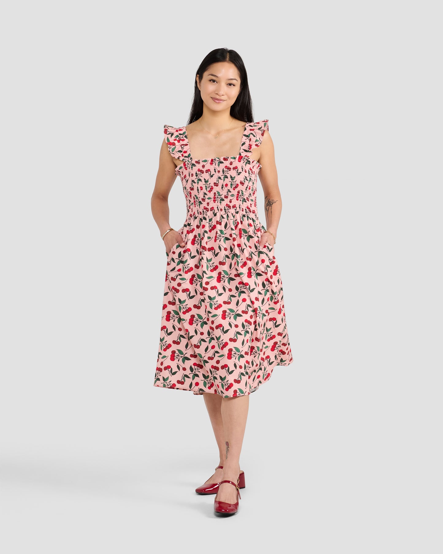 Cherry Bomb Cotton Smock Dress