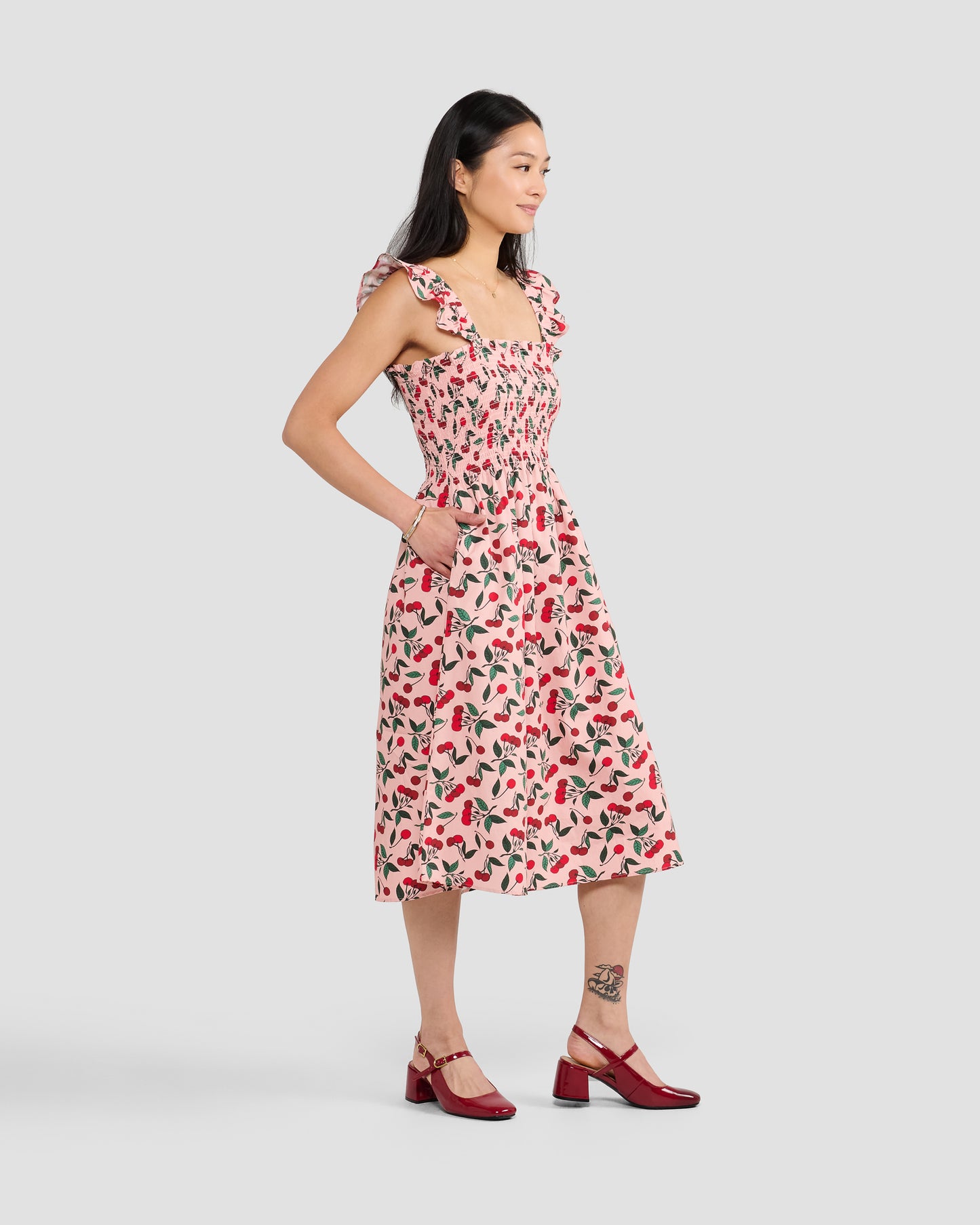 Cherry Bomb Cotton Smock Dress
