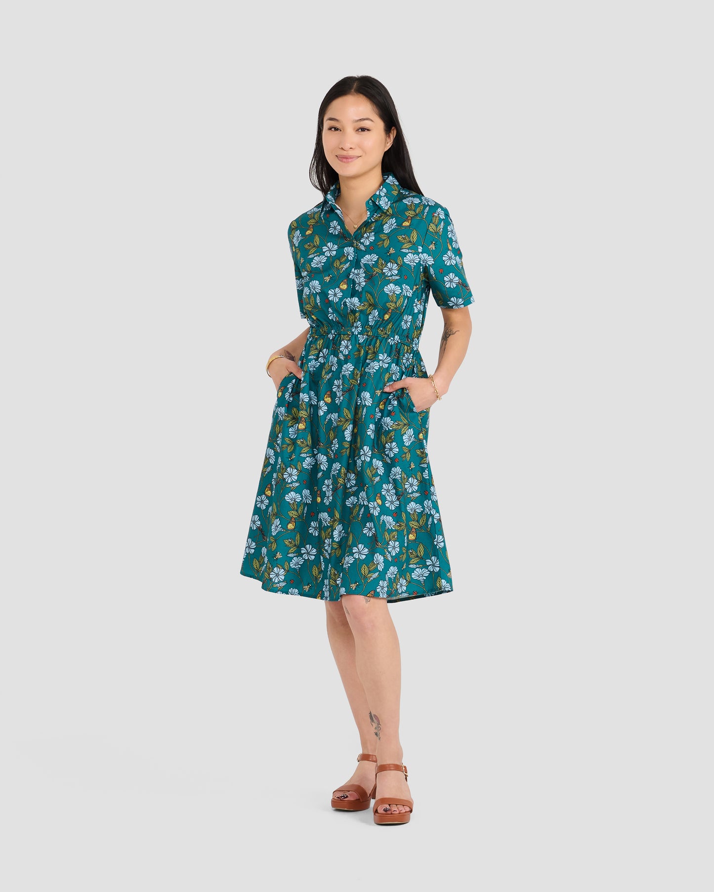 Flora In Flight Cotton Pocket Shirt Dress