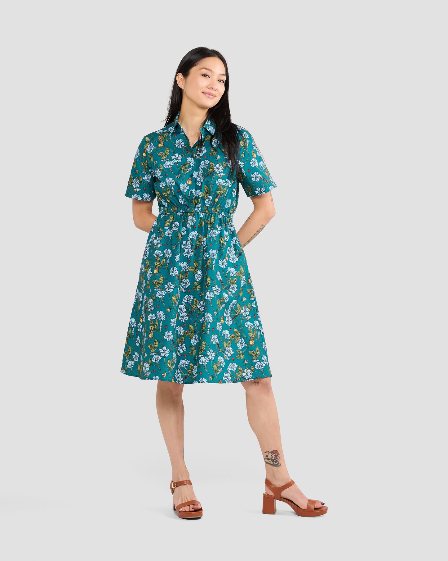 Flora In Flight Cotton Pocket Shirt Dress