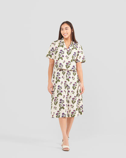 Women's Floral Stamp Print Camp Shirt