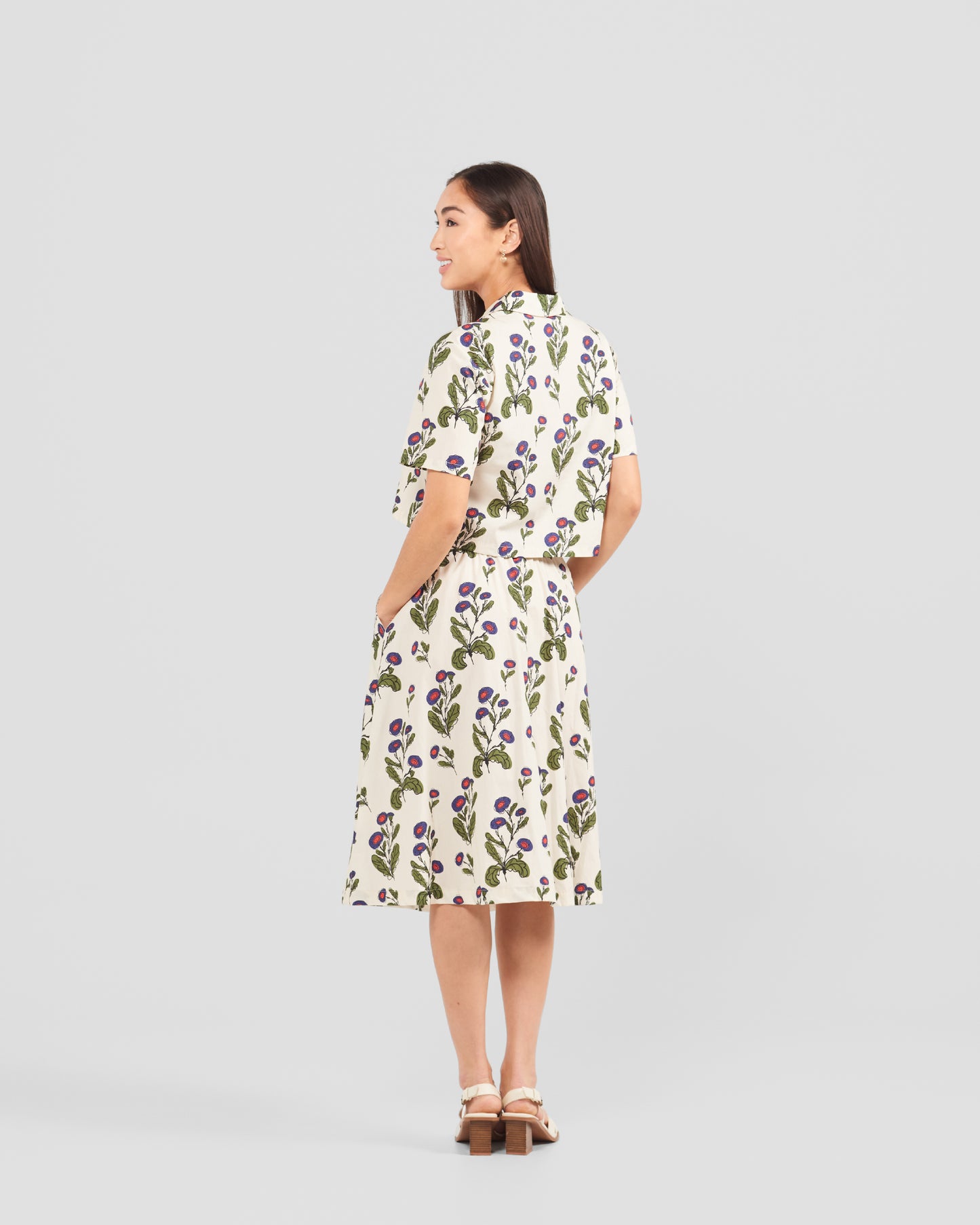 Women's Floral Stamp Print Camp Shirt