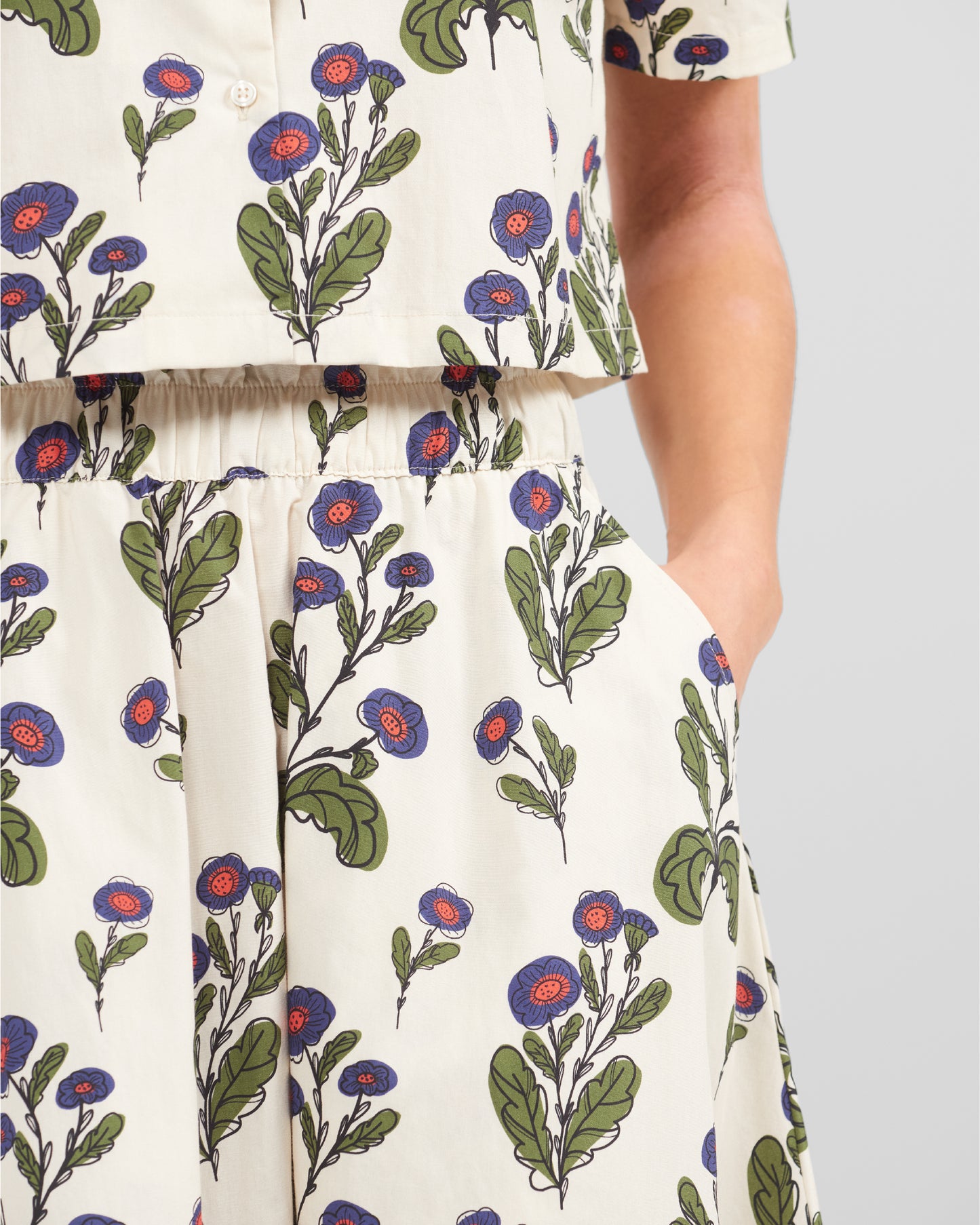 Women's Floral Stamp Print Camp Shirt