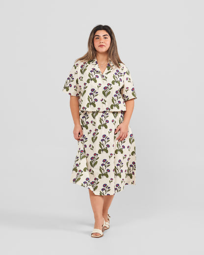 Women's Floral Stamp Print Camp Shirt