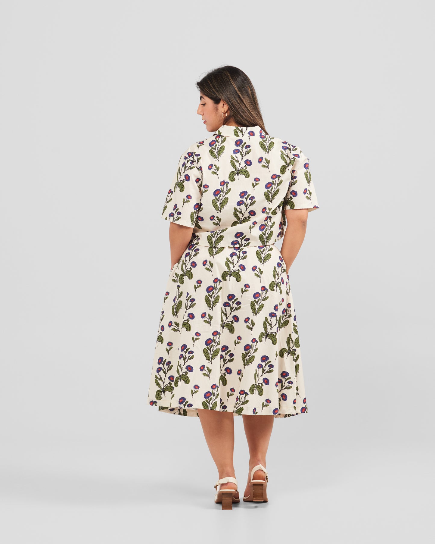 Women's Floral Stamp Print Camp Shirt