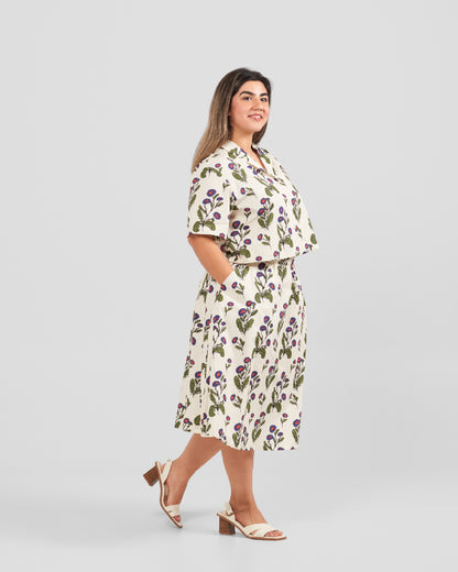 Women's Floral Stamp Print Camp Shirt