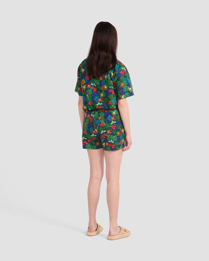 Women's Frogs Print Oversized Camp Shirt