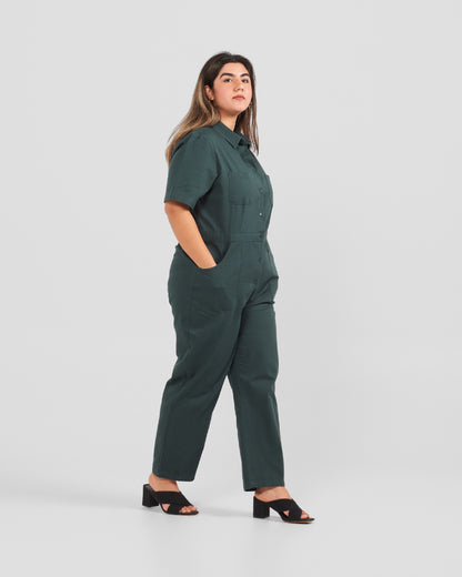 Women's Khaki Green Twill Jumpsuit