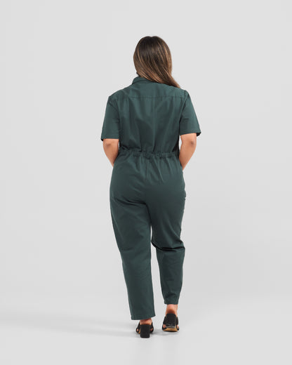 Women's Khaki Green Twill Jumpsuit