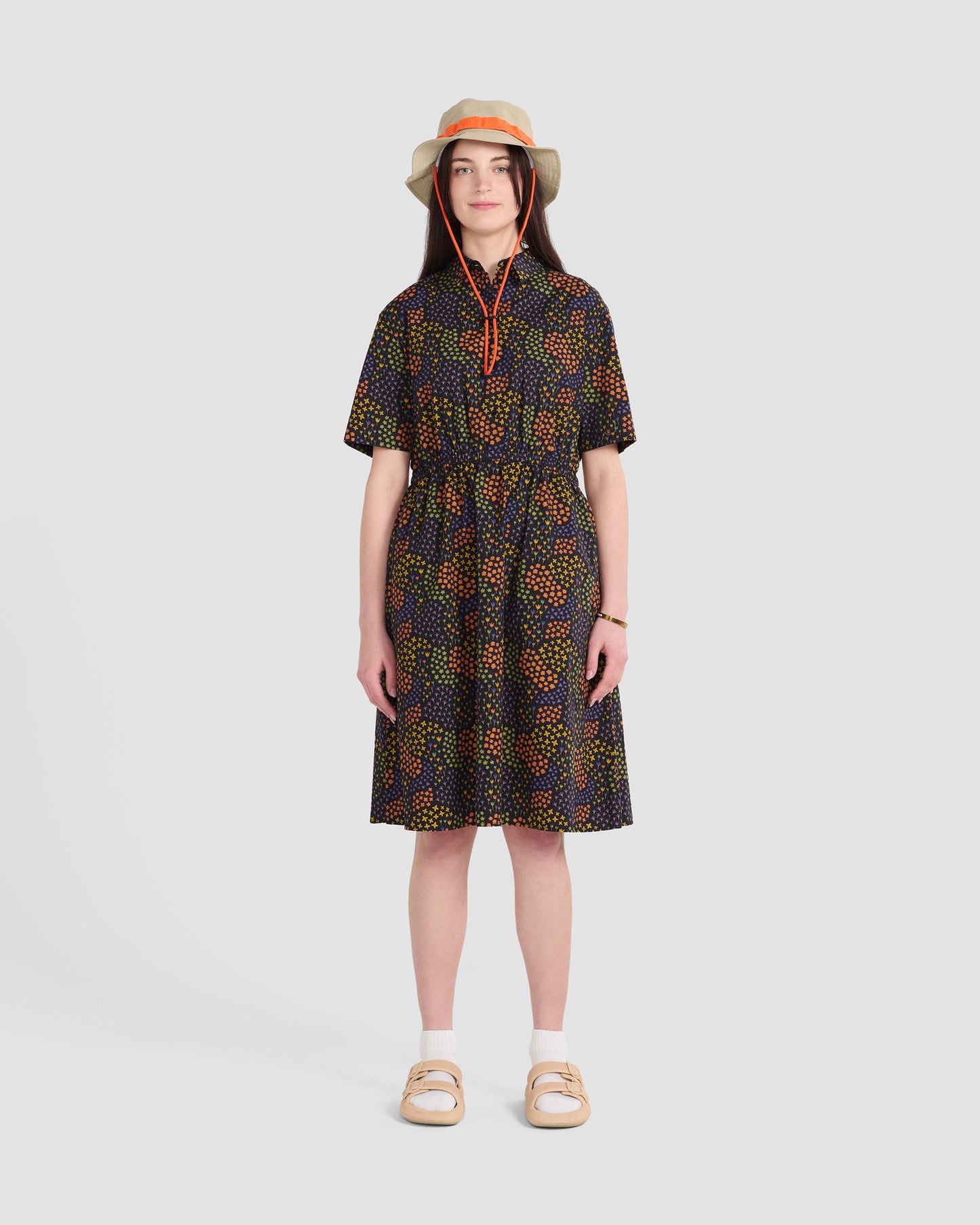 Micro Floral Field Printed Pocket Shirt Dress