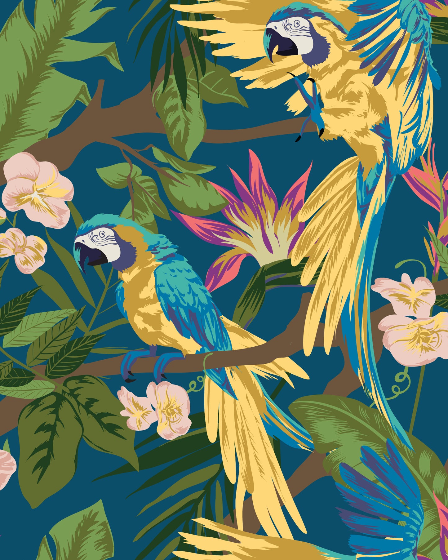Parrot Paradise Teal Print Shirt