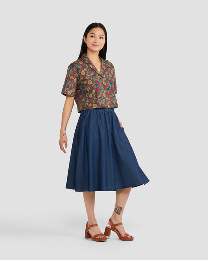 Women's Passionfruit Terracotta Print Oversized Cropped Shirt