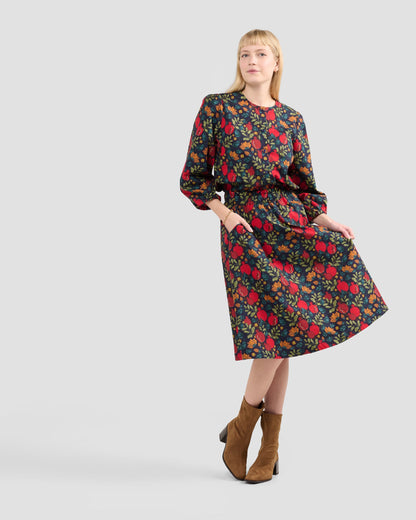 Women's Pomegranates Print Midi Pocket Skirt