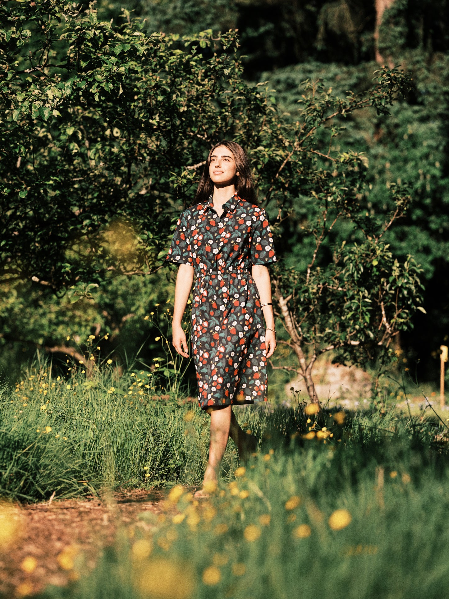 Strawberry Fields Printed Pocket Shirt Dress