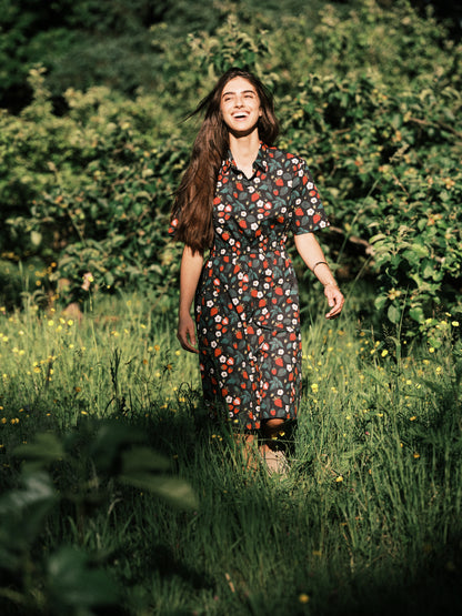 Strawberry Fields Printed Pocket Shirt Dress