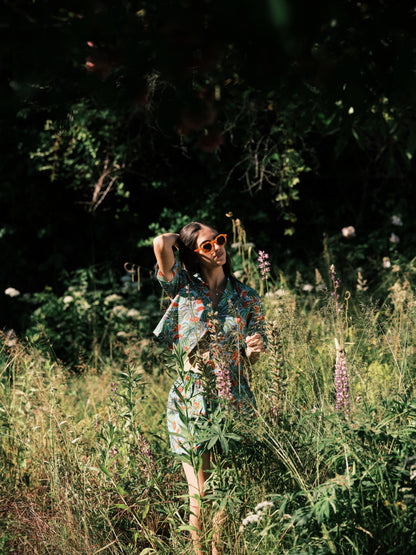 Women's Watermelon Print Oversized Cropped Shirt