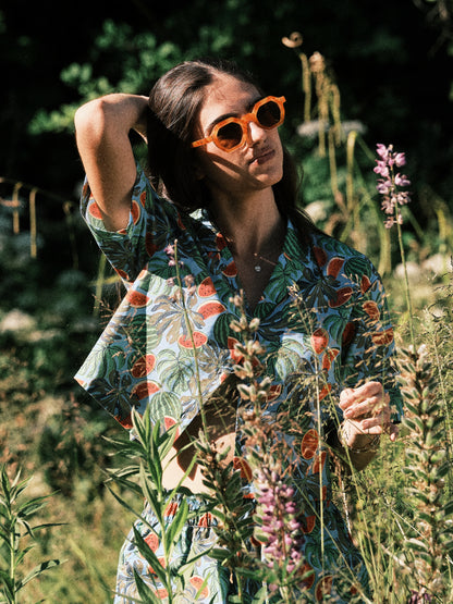 Women's Watermelon Print Oversized Cropped Shirt