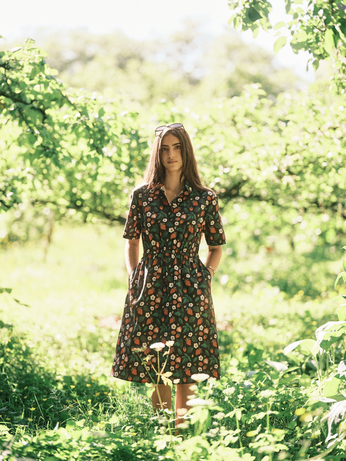 Strawberry Fields Printed Pocket Shirt Dress