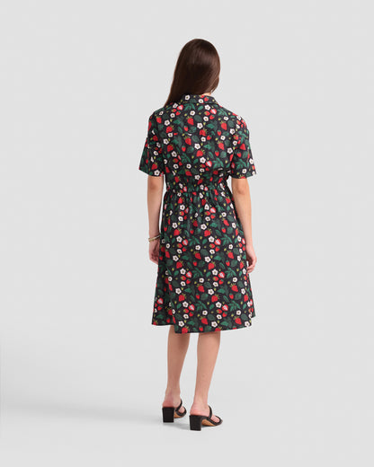Strawberry Fields Printed Pocket Shirt Dress