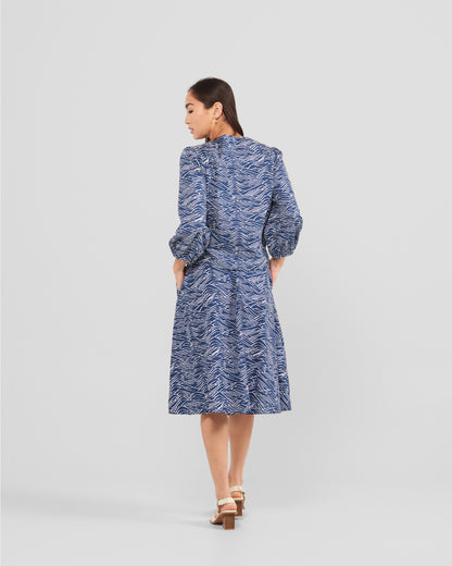 Women's Big Waves Print Midi Pocket Skirt