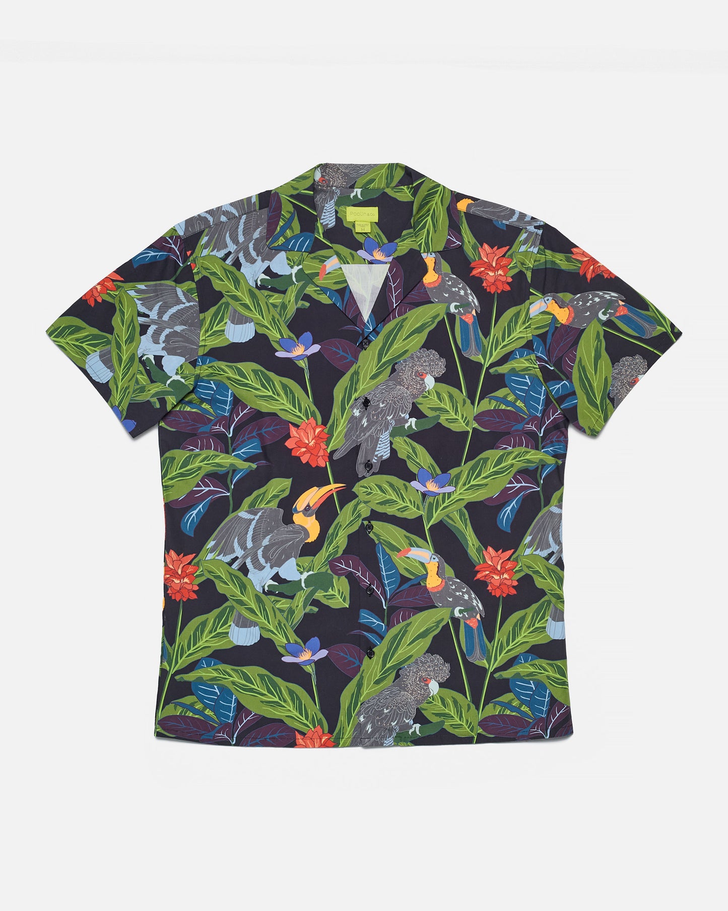 Tropical Birds Print Camp Shirt
