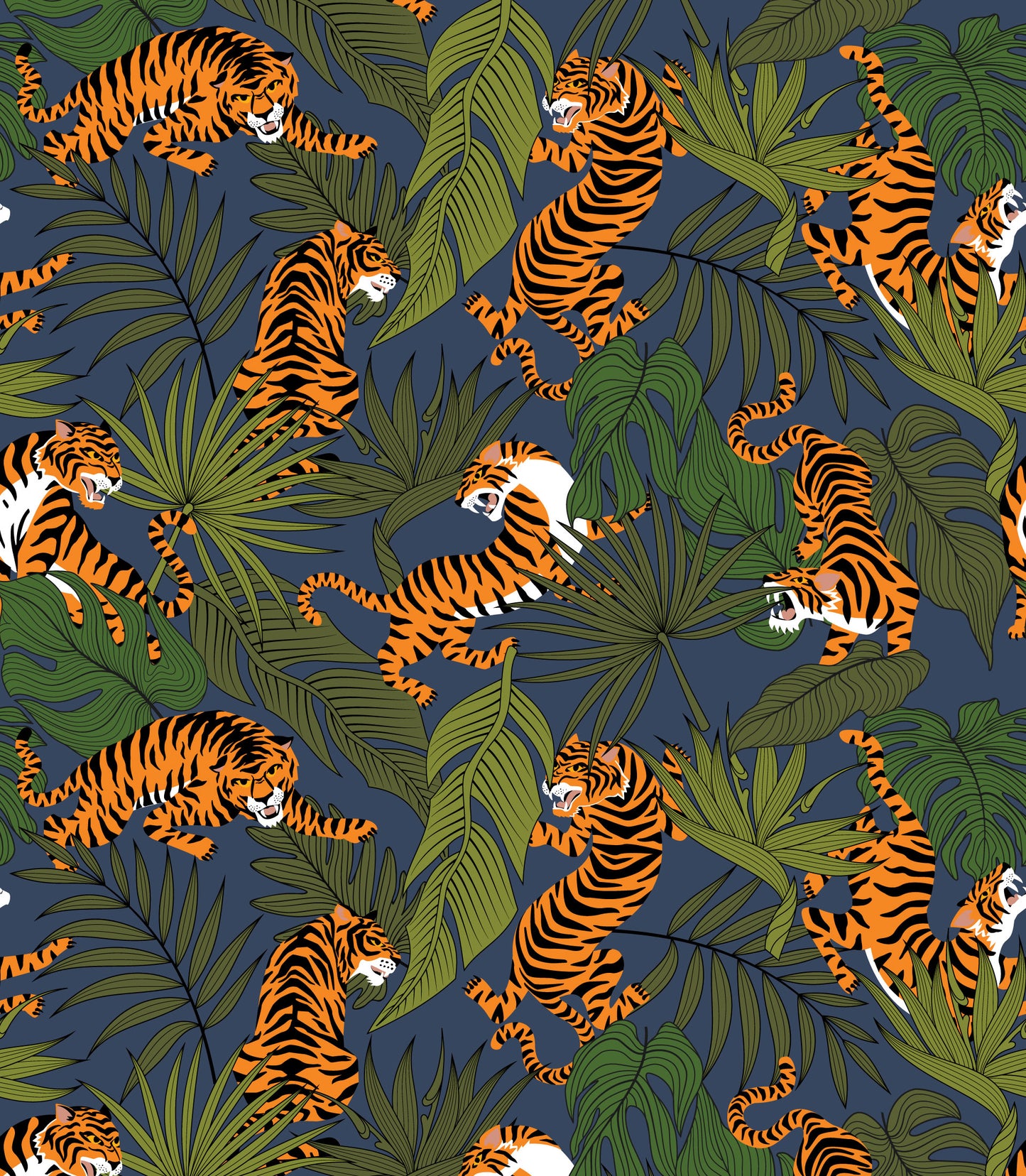 Wild Tigers Print Camp Shirt
