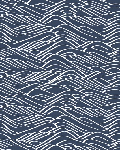 Women's Puff Sleeve Blouse With A Hand-Drawn Big Waves Print