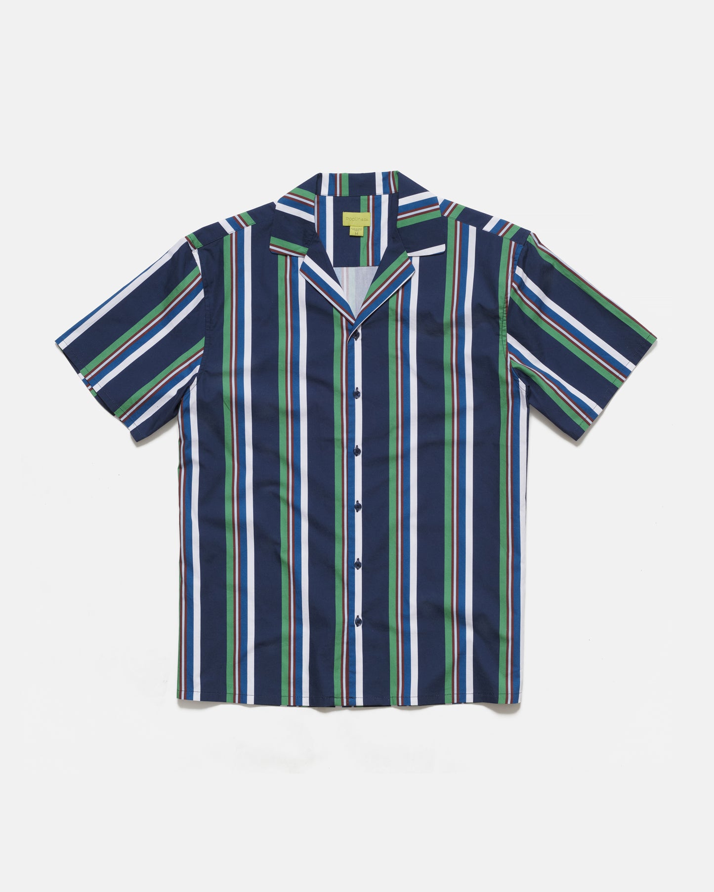 Retro Stripe Navy Print Camp Shirt
