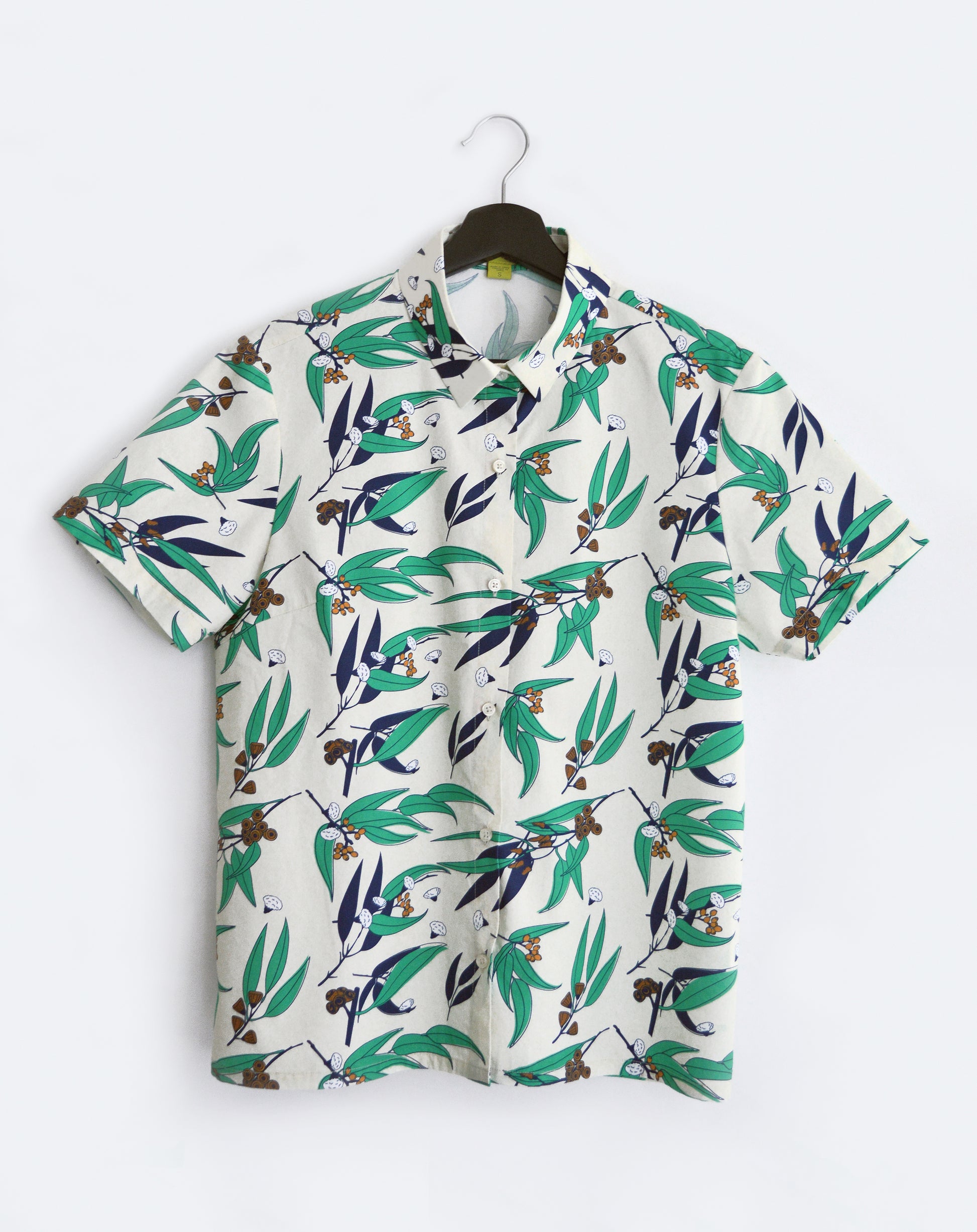 Navy Flower Print Short Sleeve Casual Shirt