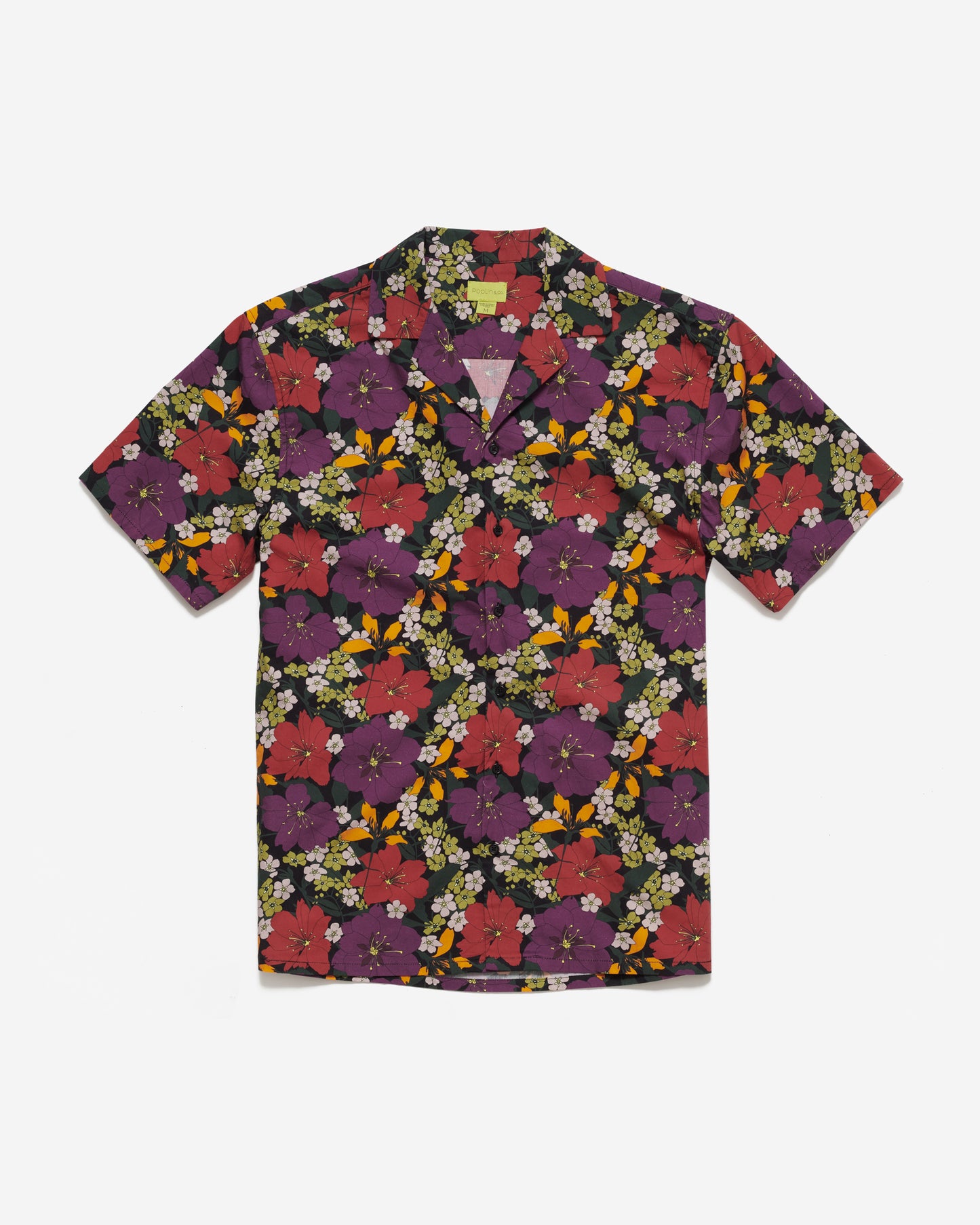 Purple Tropical Floral Print Camp Shirt
